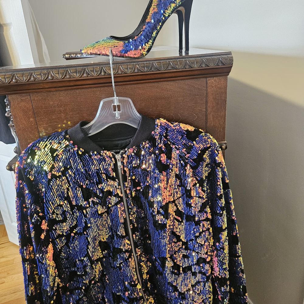 Forever 21 Multicolor Sequin Bomber Jacket - image 3
